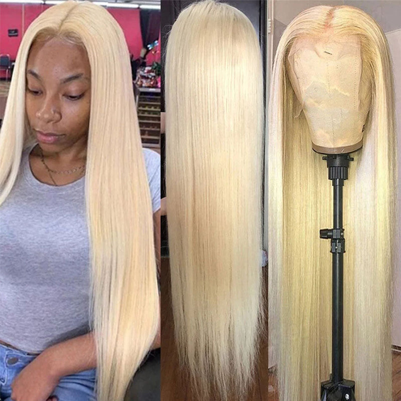 Dola Hair High Quality Blonde 613 Human Hair Silky Straight Lace Front Wig