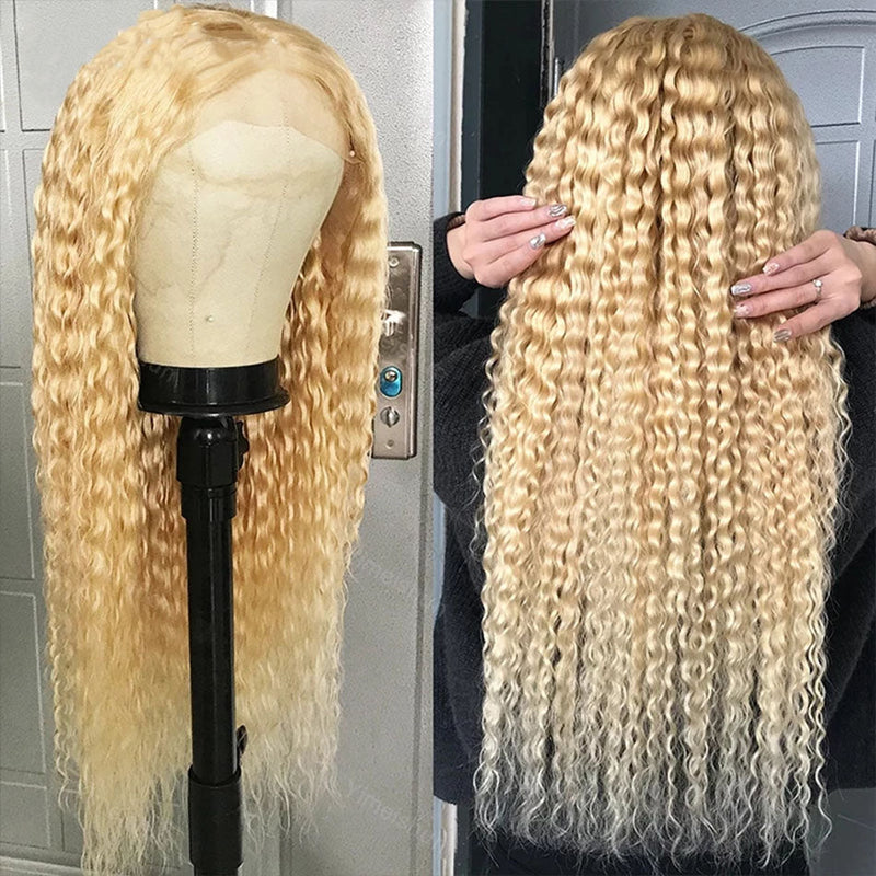 Dola Hair 613 Blonde Curly Lace Front Wig T Part Human Hair Blonde Wig