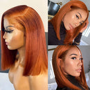 Dola Hair Short Ginger Bob Wig Straight Human Hair 4X4 Lace Closure Wig