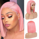 Dola Hair Pink Purple Red 4X4 613 Blonde Bob Human Hair Wig Lace Closure