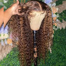 Dola Hair Highlight Ombre T Part Lace Front Wig Curly Honey Blonde For Black Women