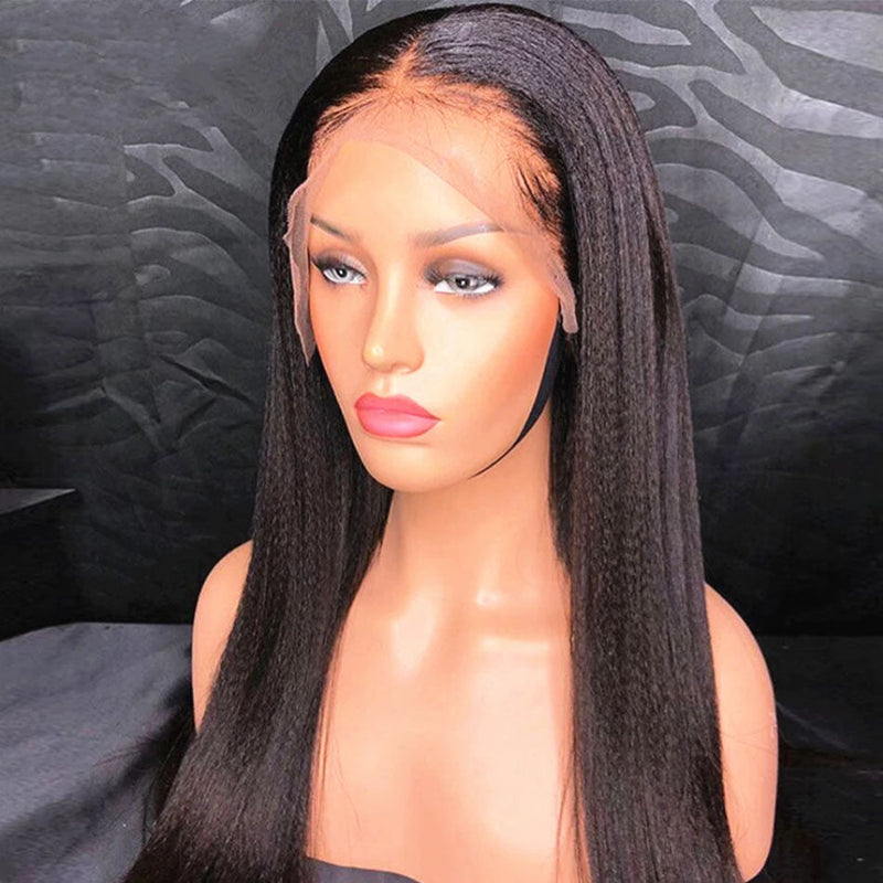 Dola Hair REALISTIC GLUELESS LIGHT YAKI STRAIGHT LACE FRONTAL WIG Human Hair