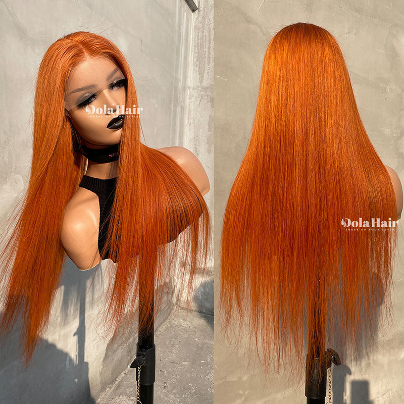 Dola Hair Ginger Orange Color Glueless 13X4 Lace Front Human Hair Wig