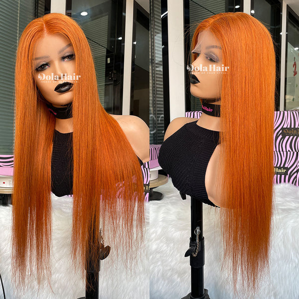 Dola Hair Ginger Orange Color Glueless 13X4 Lace Front Human Hair Wig