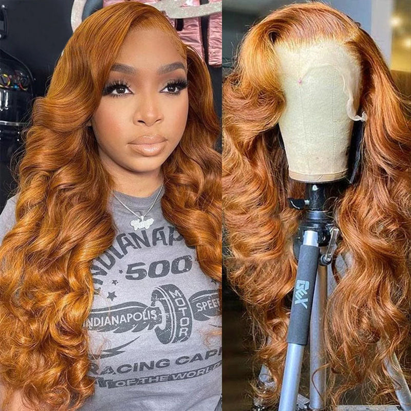 Dola Hair Ginger Body Wave Lace Front Human Hair Wigs For Women 150 Density