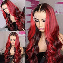 Dola Hair 99J Red Body Wave Highlight Lace Closure Wigs For Women Colored Human Hair Wig