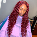 Dola Hair 99J Burgundy Deep Wave 13X4 Lace Front Wig