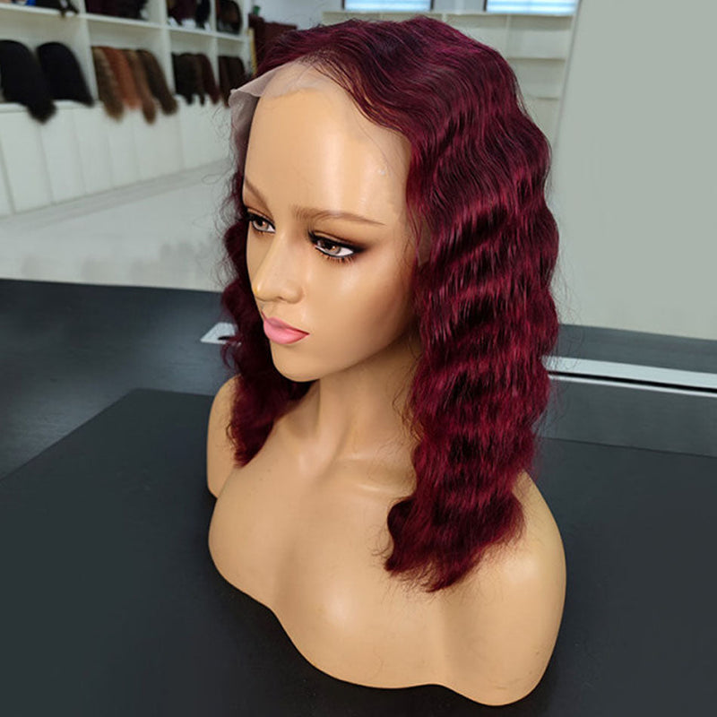 Dola Hair 99J Burgundy Deep Wave 13X4 Lace Front Wig