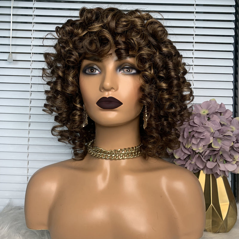 Dola Hair Juicy Rose Curls Highlight Bob Bang Wig Human Hair