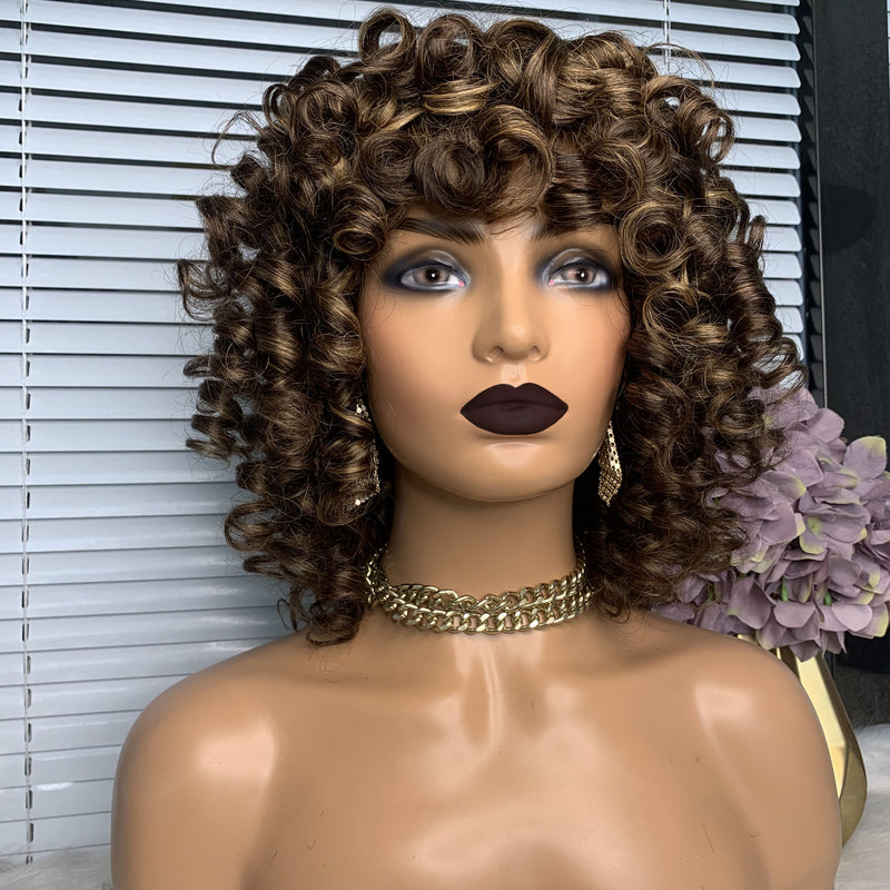 Dola Hair Juicy Rose Curls Highlight Bob Bang Wig Human Hair