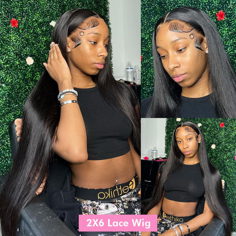 Dola Hair Straight Middle Part 2x6 Lace Closure Brazilian Glueless Human Hair Wigs for Black Women Remy Hair