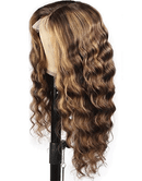 Jessies Wig Balayage Color Highlight Loose Deep Wave Ombre Human Hair Lace Front Wigs