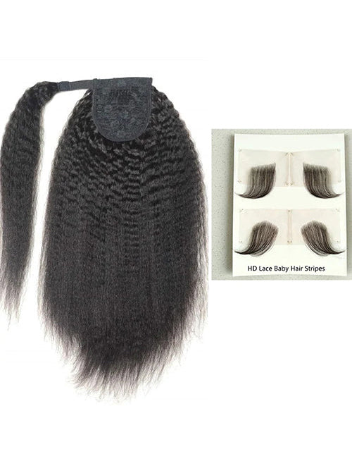 Jessies Wig Kinky Straight Wrap Around Magic Ponytail Clip In Ponytail Extensions Edge Lace Human Hair