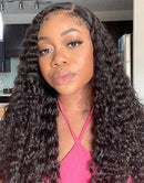 Jessies Wig 4C Hairline Edges Deep Wave 13x4 Crystal Lace Front Wig Glueless Human Hair Wig