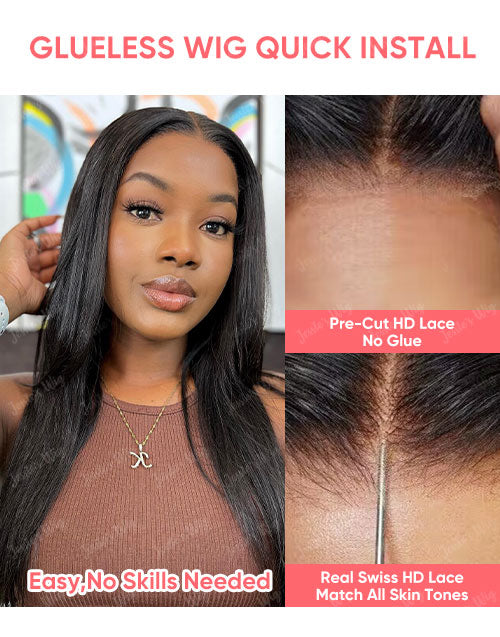 Jessies Wig 5x6 Pre Cut Lace Crystal HD Lace Wig Real Glueless Human Hair Wigs Pre-bleached Knots