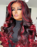 Jessies Wig Highlight 99J Body Wave 13x4 Lace Front Wig Glueless Human Hair Wig