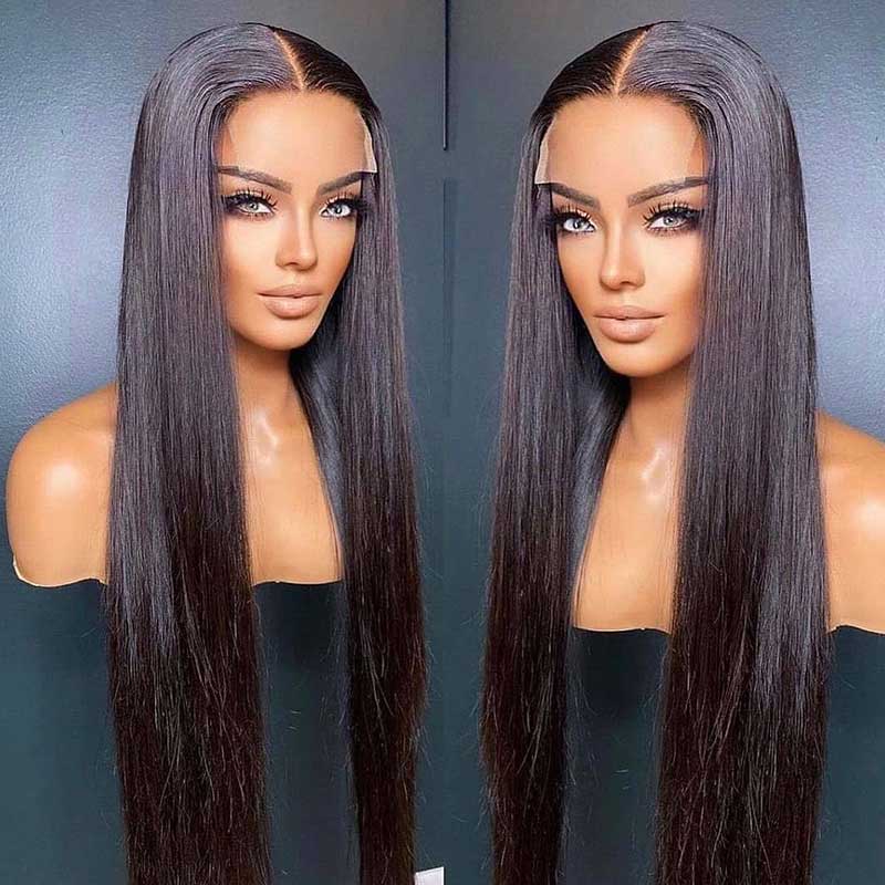 Aligrace 5x5 HD Lace Front Straight Wigs Natural Black