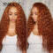 Xrs Beauty Hair Ginger Orange Deep Curly Lace Human Hair Wig Pre Plucked Natural Hairline [CFW18]