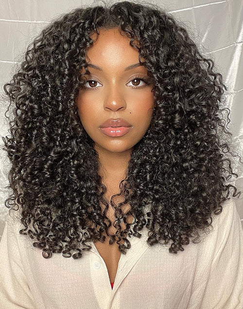 Jessies Wig Full Afro Curly Frontal Wig Glueless 13x4 Lace Preplucked Wig Human Hair