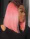 Jessies Wig T1B/Pink Colored Straight 13x4 Front Bob Glueless Human Hair Wig