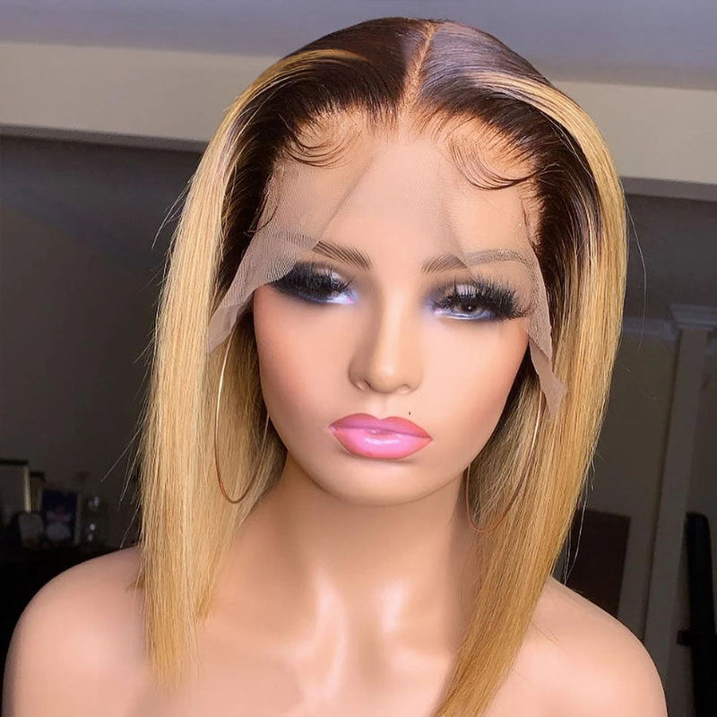 Dola Hair 1b 27 Honey Blonde Ombre BobT Part Lace Front Wig