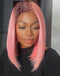 Jessies Wig T1B/Pink Colored Straight 13x4 Front Bob Glueless Human Hair Wig