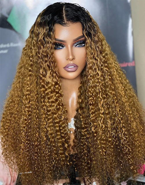 Jessies Wig $159.99 20" Ombre Honey T1B/27 Curly 13x4 Lace Frontal Glueless Human Hair Wig