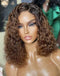 Jessies Wig Ombre Light Brown Short Water Wave Fake Scalp Lace Closure Bob Wigs