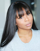 Jessies Wig Glueless 360 Lace Straight Lace Front Wig With Bangs Crystal HD Lace Human Hair Wig