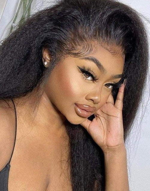 Jessies Wig 360 Full Lace Frontal Wig Kinky Straight Lace Front Human Hair Wigs Can Do Half Up Half Down