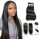 Ali Grace Brazilian Straight Hair Bundles 3 Pcs With 4x4 Lace Closure