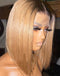 Jessies Wig Double Drawn Ombre Honey Blonde Short Cut Bob Straight 4x4 Lace Closure Bob Wig