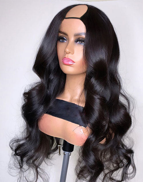 Jessies Wig Glueless U Part Body Wave Human Hair Wigs Qucik Easy Natural & Realistic Look