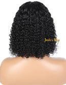 Jessies Wig Thin V Part Wig Curly Short Bob Human Hair Wigs No Leave-Out 180% Density