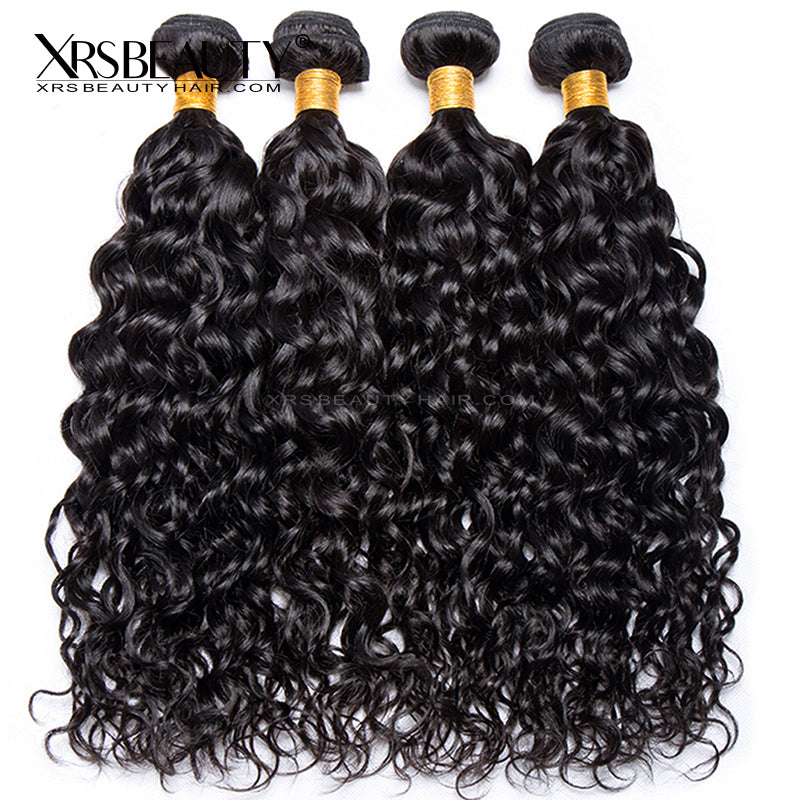 Xrs Beauty Hair 4 Human Hair Water Wave Bundles With 13x4 Lace Frontal [FW04]