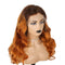 Xrs Beauty Hair Ginger Hair with Dark Roots Wavy Human Hair Lace Front Wigs With Pre-Plucked Natural Hairline [CXW08]