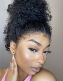 Jessies Wig Curly Full Lace Wig With 4C Edges Hairline Human Hair Can Be Bun/High Ponytail/Braids