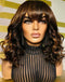 Jessies Wig Balayage Highlight Wavy Bob Wig With Bangs Glueless Human Hair Wig With Fringe