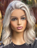 Jessies Wig Platinum Ash Blonde Bob 4x4 Lace Wavy Wig Glueless Human Hair Wig