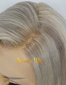 Jessies Wig Layered Bob Natural Highlight Ash Blonde With Dark Roots Color Wig Collar bone length haircuts