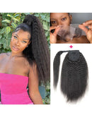 Jessies Wig Kinky Straight Wrap Around Magic Ponytail Clip In Ponytail Extensions Edge Lace Human Hair