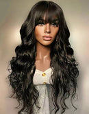 Jessies Wig Glueless 13x5 Body Wave Lace Front Wig With Bangs Crystal HD Lace Human Hair Wig