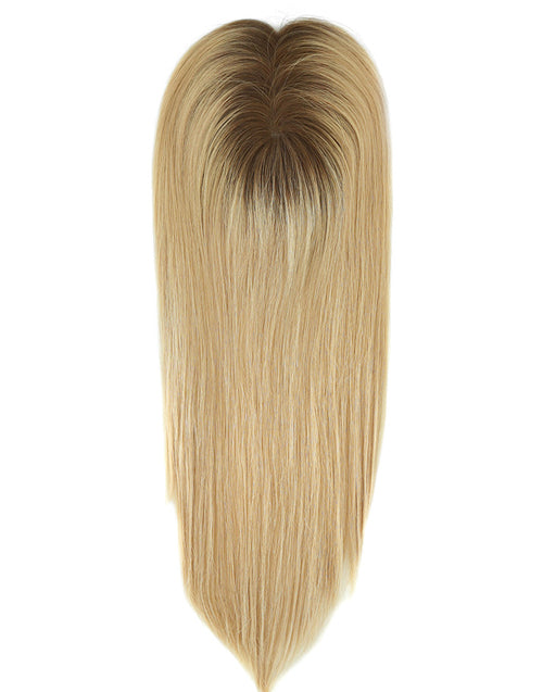 Jessies Wig Ombre Blonde Mono Topper with Clips Jessie's Wig Human Hair Piece Toupee