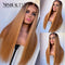 Xrs Beauty Hair Ombre Honey Blonde Straight Front Lace Human Hair Wigs With Baby Hair Pre Plucked [CFW38]