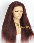 Jessies Wig Can Be Braided Reddish Brown Kinky Straight Glueless 13x4 Lace Front Wig Yaki Straight Human Hair