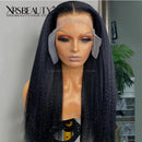 Xrs Beauty Hair Layered Edge Yaki Straight 13x5 Lace Front Human Hair Wig With Baby Hair Coarse Long Virgin Hair Bleached Knots [LFW09]