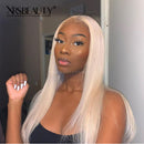 Xrs Beauty Hair Long Straight Platinum Blonde Human Hair 13x4 Transparent Lace Front Wig [CFW40]