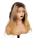 Xrs Beauty Hair Caramel Brown with Blonde Highlights Wavy 13x4 Lace Front Wigs Pre Plucked With 150 Density [CXW41]