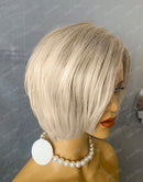 Jessies Wig Attractive Highlight Platinum Blonde Bob Lace Frontal Wig Pixie Cut Hairstyle Side Part