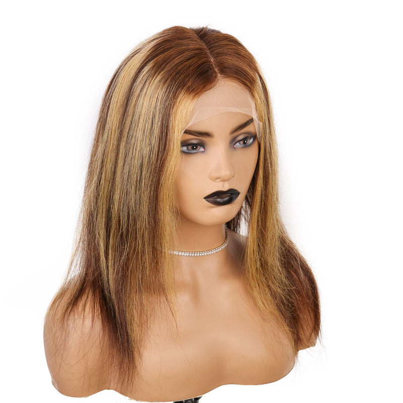 Xrs Beauty Hair 2/27 Blonde Highlight Hair Mixed Color Piano 13x4 Lace Front Wig Silky Straight Style Pre Plucked With [CXW37]